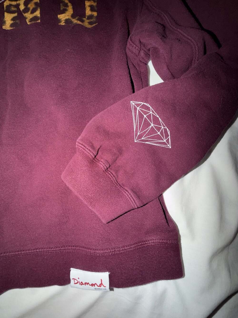 Diamond Supply Co. Maroon Leopard Logo Pullover Sweatshirt Medium - Picture 2 of 4